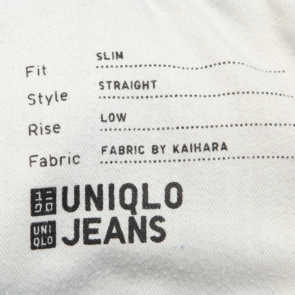 Uniqlo Jeans Mens 33x32 Blue Slim Straight Selvedge Denim Stretch Low Rise